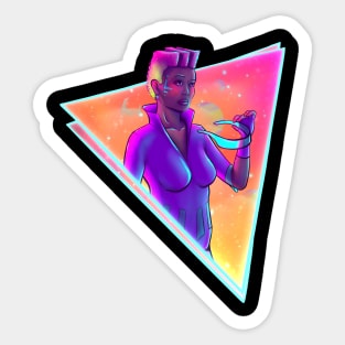 Space Girl Synthwave Cyberpunk Retro Futuristic Party Art Sticker